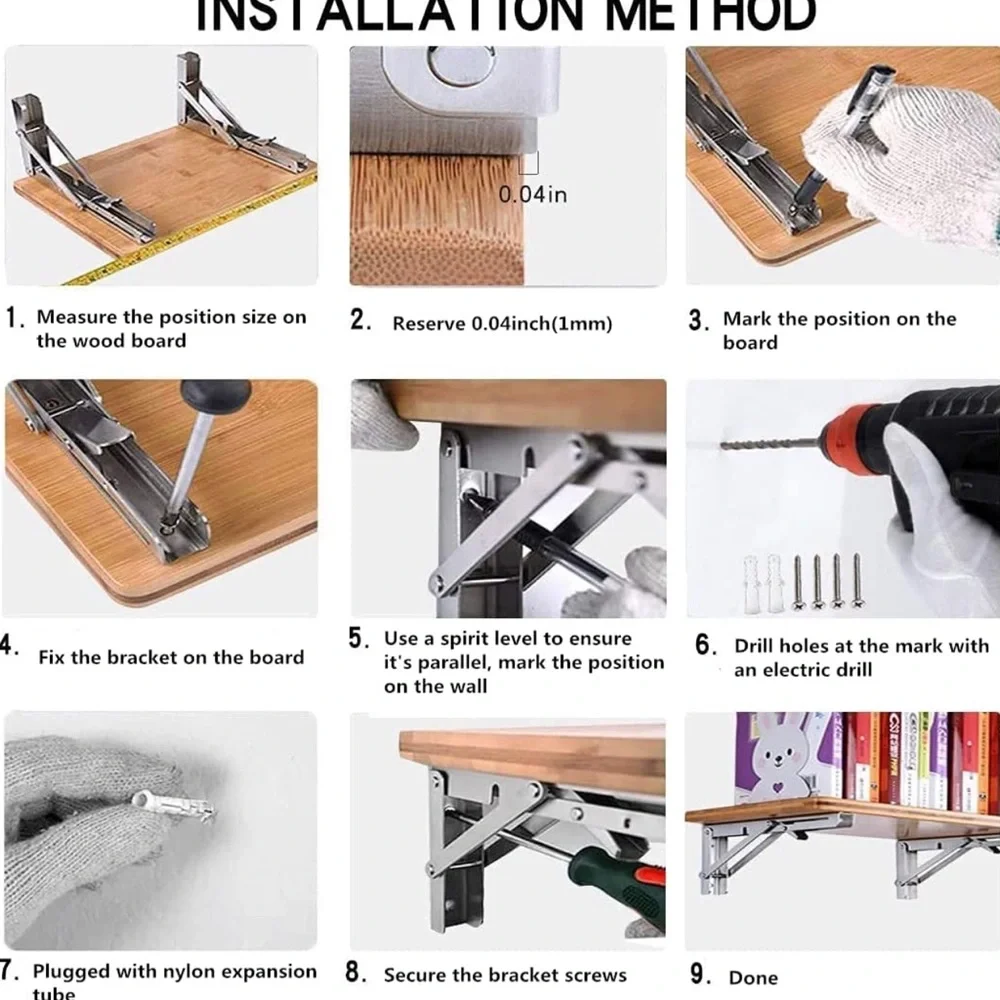 NIB DOMISL 20” Multi Function Stainless brackets - Set of 2 - Picture 4 of 9